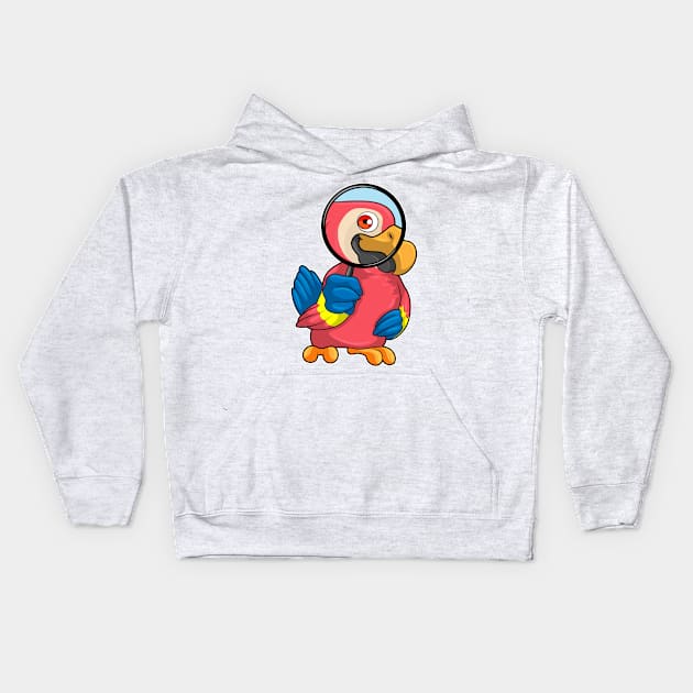 Parrot with Magnifying glass Kids Hoodie by Markus Schnabel